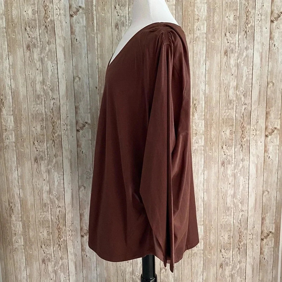NWT Athleta Outbound V-neck Top Plus 3X Mahogany Brown Long Sleeve Tee - Picture 5 of 9